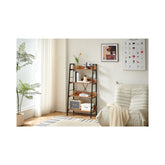 Raft metalic 60x35x117 cm cu polite din MDF melaminat, 15 mm grosime, maro stejar, HARO